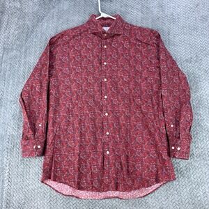 Emanuel Berg Shirt Men's Large Multi Colored Long Sleeve Maroon Flowers Floral
